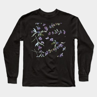 Lavender Flower Watercolor Design Long Sleeve T-Shirt